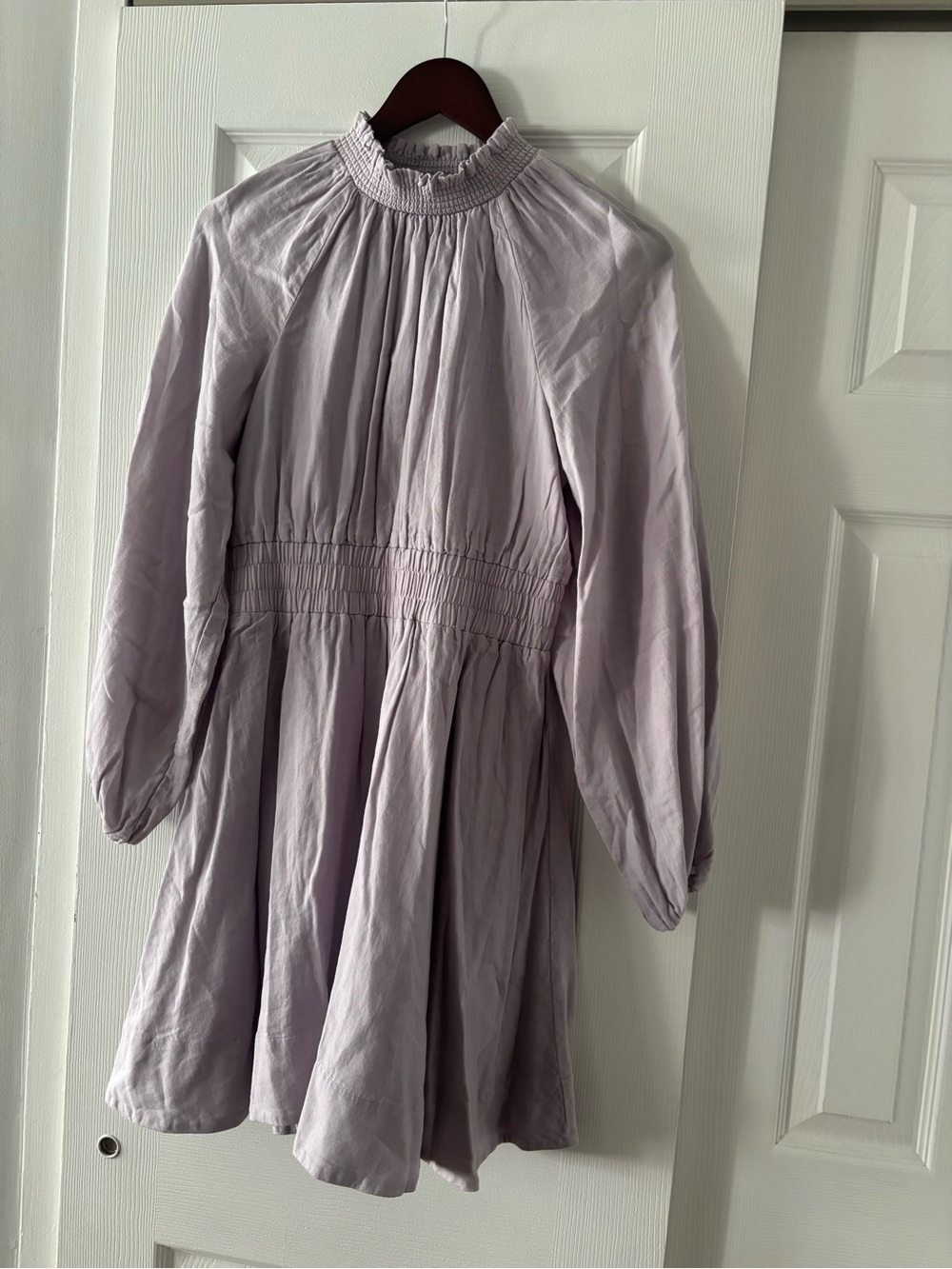Lavender Smocked Waist Long-Sleeve Dress
